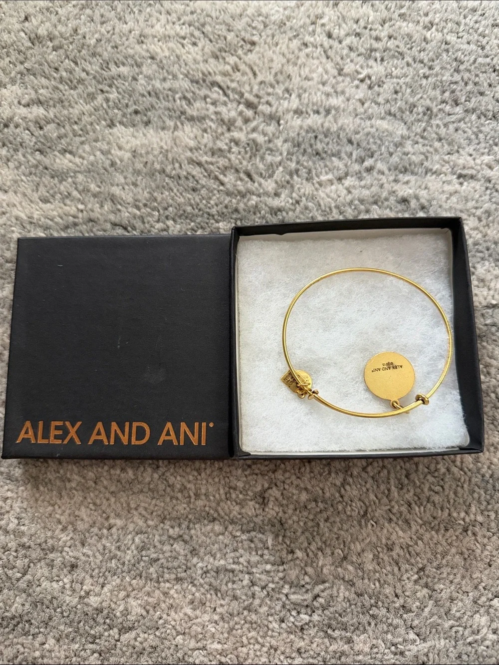 Alex and Ani Gold Bangle Bracelet with Pink Swan Charm